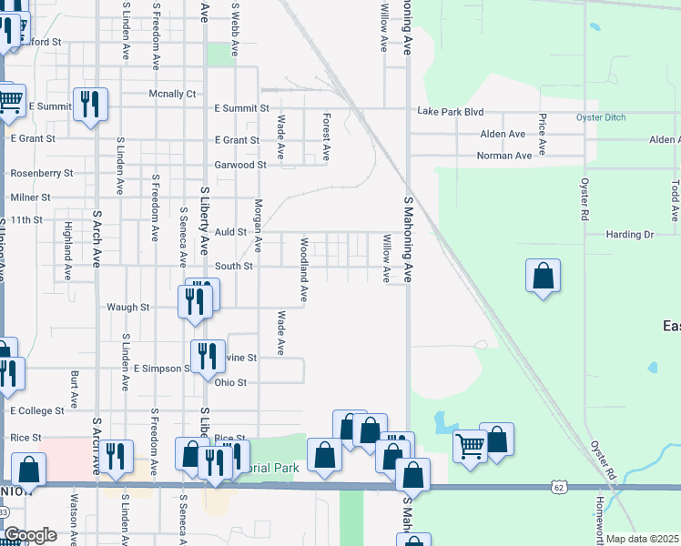 map of restaurants, bars, coffee shops, grocery stores, and more near 1220 South Street in Alliance