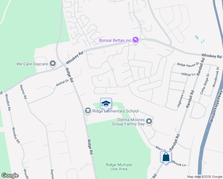 map of restaurants, bars, coffee shops, grocery stores, and more near 475 Stratford Lane in Ridge