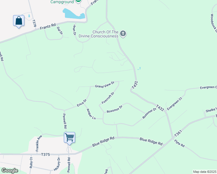 map of restaurants, bars, coffee shops, grocery stores, and more near 1526 Grand View Drive in Saylorsburg
