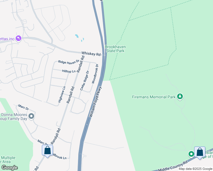 map of restaurants, bars, coffee shops, grocery stores, and more near 2200 William Floyd Parkway in Ridge
