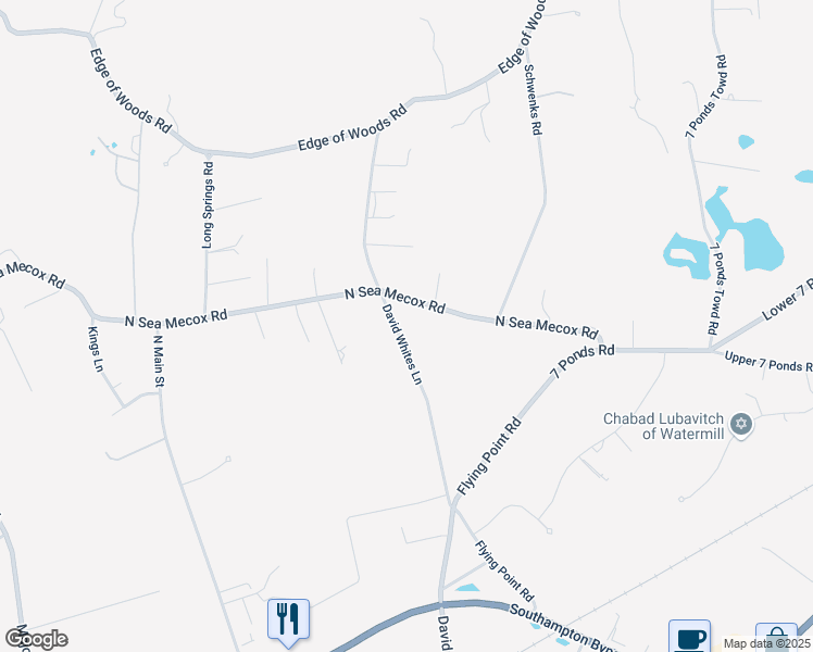 map of restaurants, bars, coffee shops, grocery stores, and more near 656 David Whites Lane in Southampton