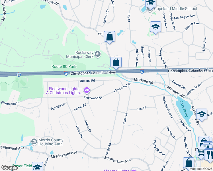 map of restaurants, bars, coffee shops, grocery stores, and more near 4 Miller Avenue in Rockaway