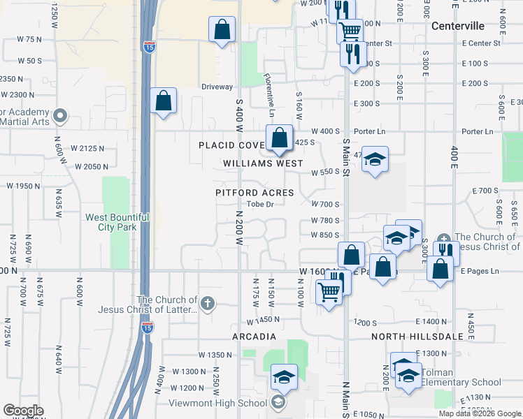 map of restaurants, bars, coffee shops, grocery stores, and more near 323 Tobe Drive in Centerville