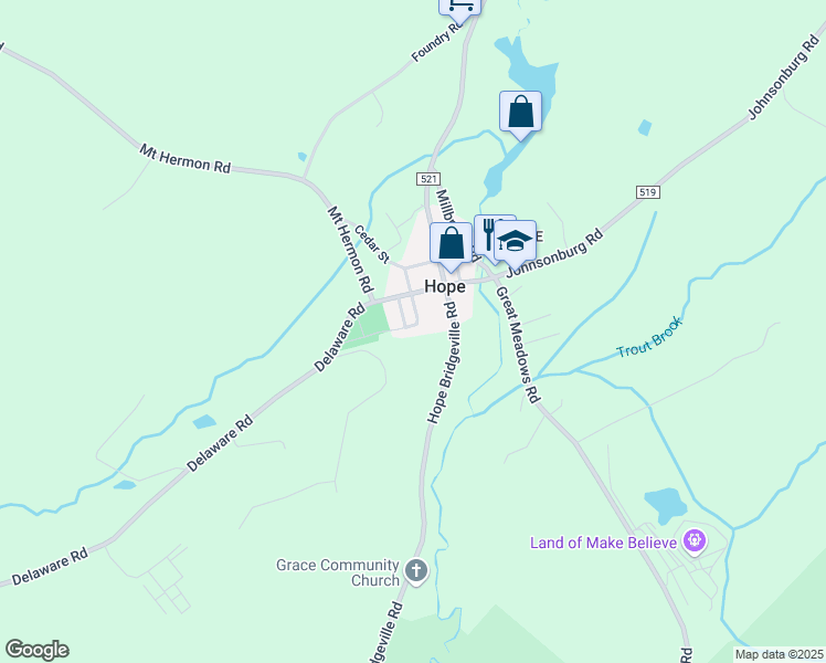 map of restaurants, bars, coffee shops, grocery stores, and more near 6 Washington Street in Blairstown