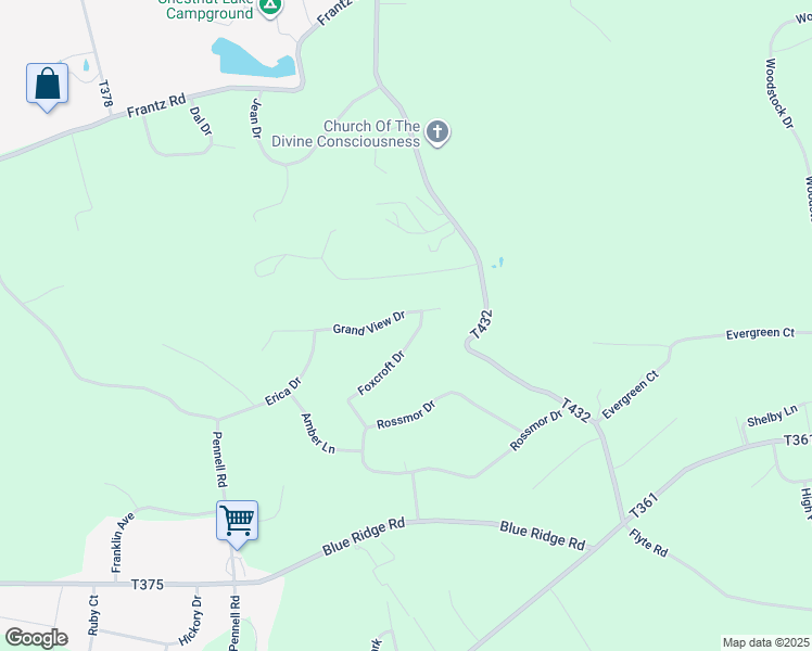 map of restaurants, bars, coffee shops, grocery stores, and more near 1538 Grand View Drive in Saylorsburg