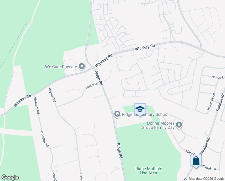 map of restaurants, bars, coffee shops, grocery stores, and more near 127 Ridge Road in Ridge