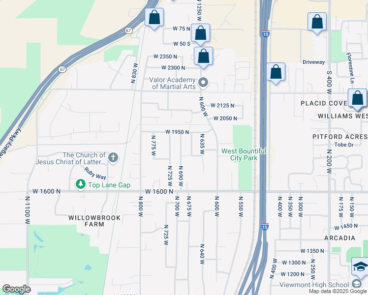 map of restaurants, bars, coffee shops, grocery stores, and more near 1852 North 690 West in West Bountiful