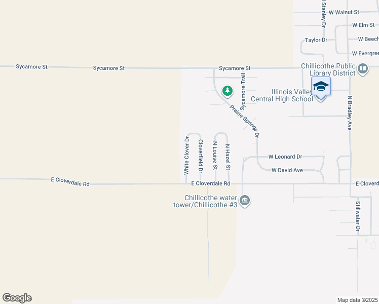 map of restaurants, bars, coffee shops, grocery stores, and more near 220 White Clover Drive in Chillicothe