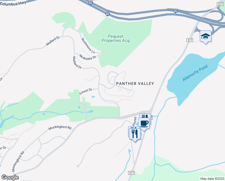 map of restaurants, bars, coffee shops, grocery stores, and more near 12 Yellow Billed Cuckoo in Hackettstown