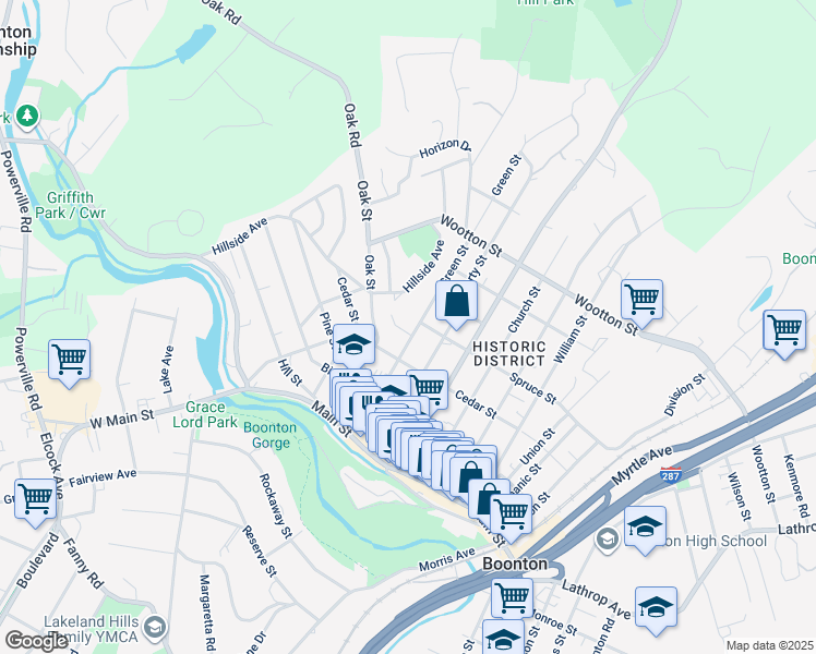 map of restaurants, bars, coffee shops, grocery stores, and more near 318 Green Street in Boonton