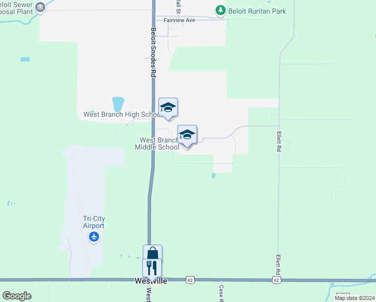 map of restaurants, bars, coffee shops, grocery stores, and more near 14409 Beloit Snodes Road in Beloit