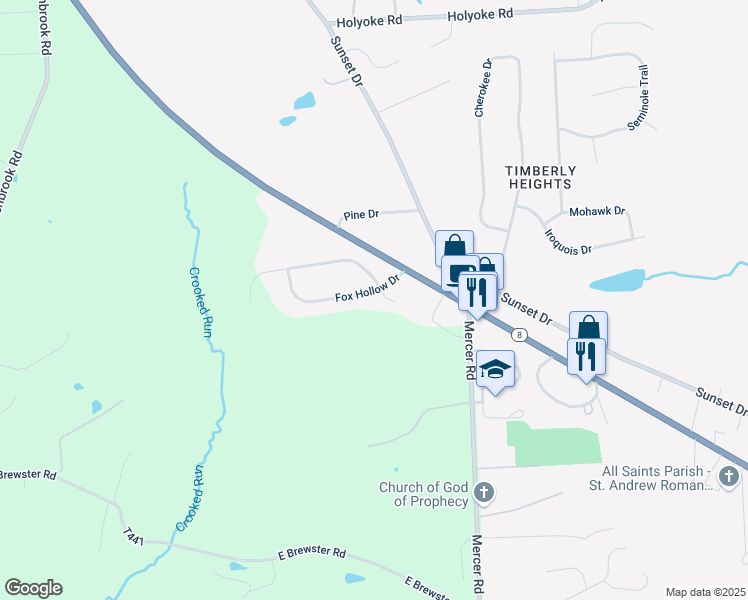 map of restaurants, bars, coffee shops, grocery stores, and more near 201 Fox Hollow Drive in Butler