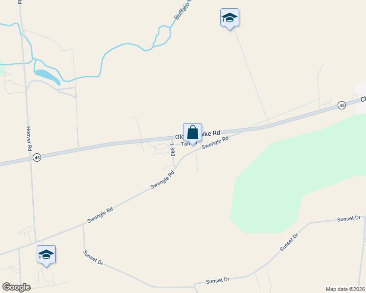 map of restaurants, bars, coffee shops, grocery stores, and more near 52 Tan Lane in Mifflinburg
