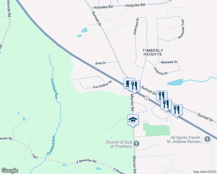 map of restaurants, bars, coffee shops, grocery stores, and more near 201 Fox Hollow Drive in Butler