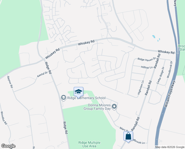 map of restaurants, bars, coffee shops, grocery stores, and more near 405 Kingston Drive in Ridge