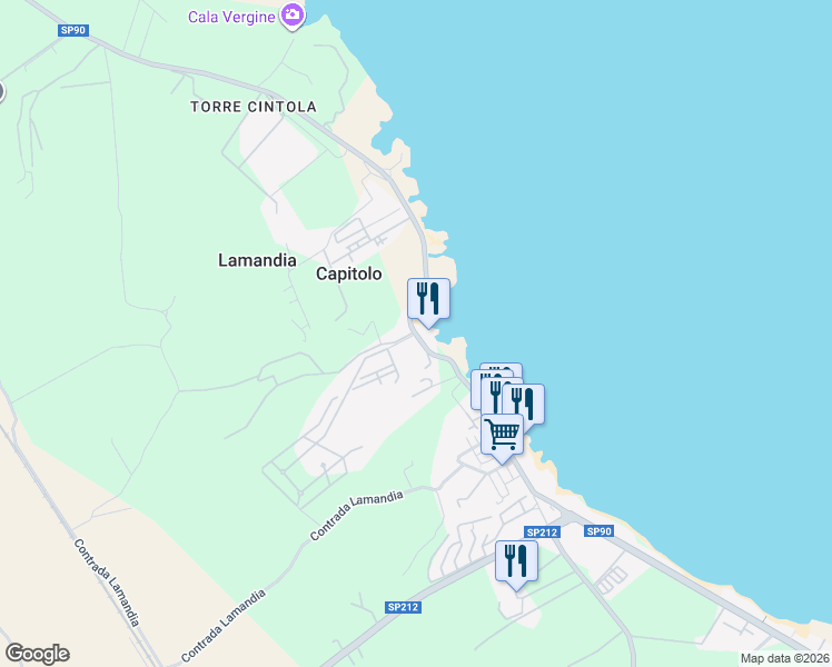 map of restaurants, bars, coffee shops, grocery stores, and more near 18 Contrada Capitolo in Capitolo