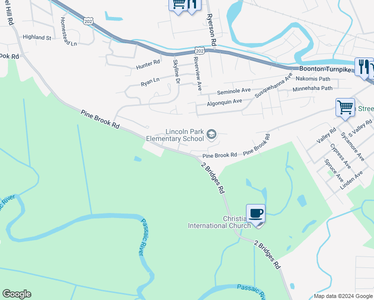 map of restaurants, bars, coffee shops, grocery stores, and more near 311 Pine Brook Road in Lincoln Park