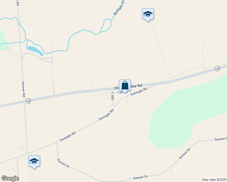 map of restaurants, bars, coffee shops, grocery stores, and more near 52 Tan Lane in Mifflinburg