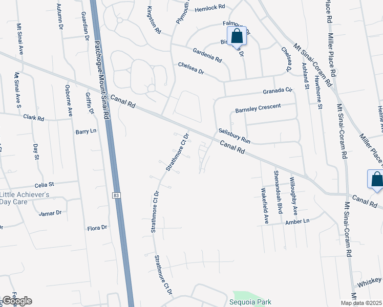 map of restaurants, bars, coffee shops, grocery stores, and more near 11 Lexington Court in Coram