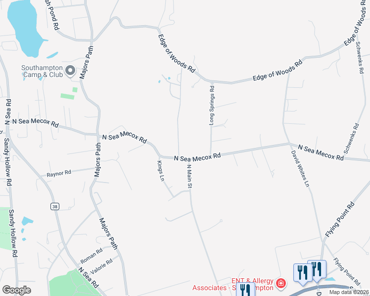 map of restaurants, bars, coffee shops, grocery stores, and more near 475 North Sea Mecox Road in Southampton