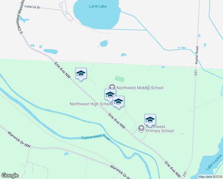 map of restaurants, bars, coffee shops, grocery stores, and more near 8614 Erie Avenue North in Canal Fulton