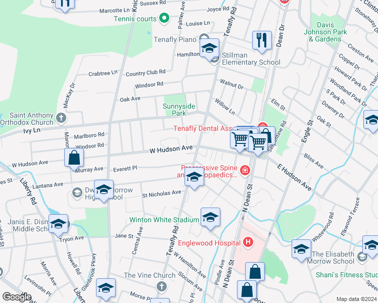 map of restaurants, bars, coffee shops, grocery stores, and more near 400 Shannon Court in Englewood