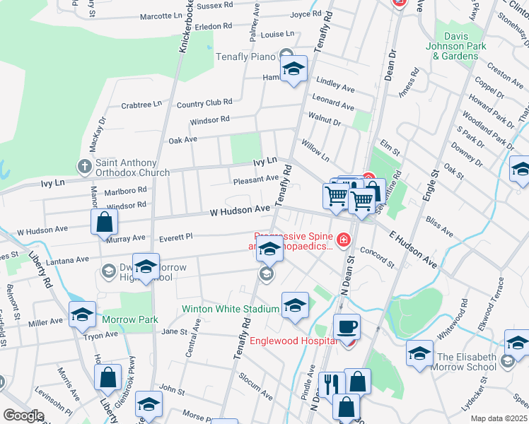 map of restaurants, bars, coffee shops, grocery stores, and more near 400 Shannon Court in Englewood