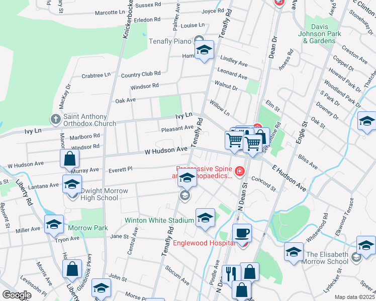map of restaurants, bars, coffee shops, grocery stores, and more near 400 Shannon Court in Englewood