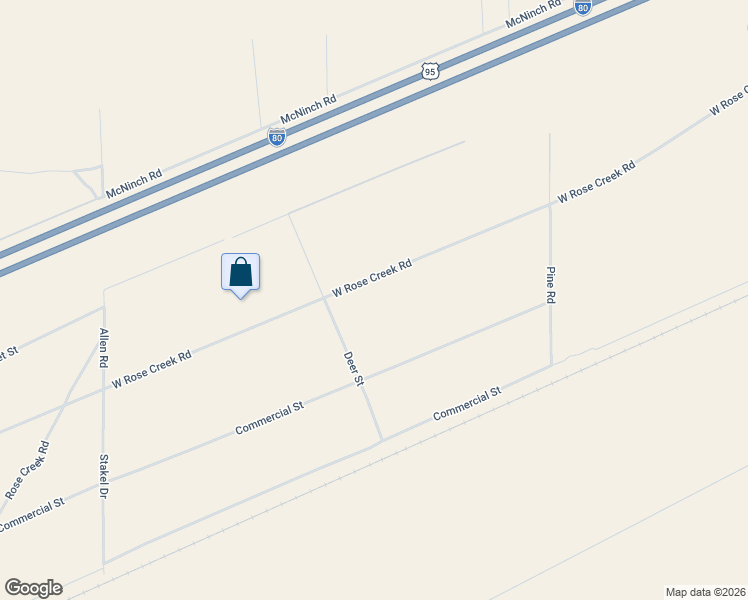 map of restaurants, bars, coffee shops, grocery stores, and more near 7410 West Rose Creek Road in Winnemucca