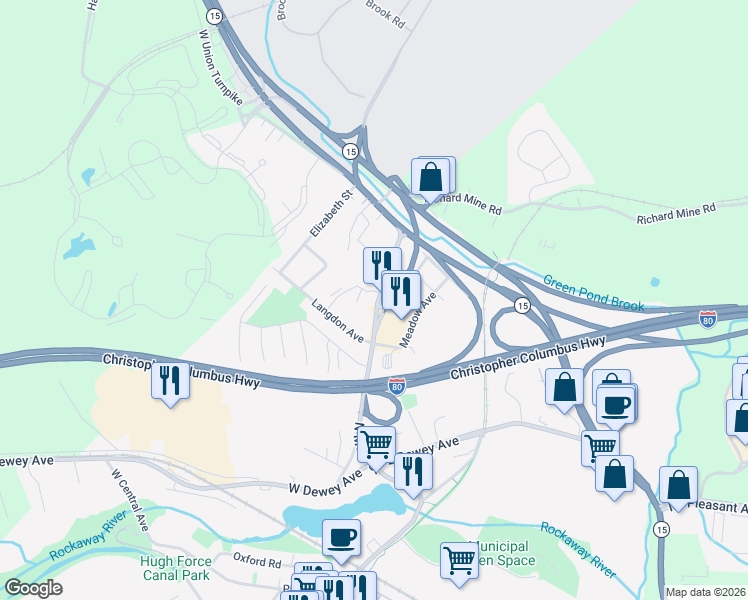 map of restaurants, bars, coffee shops, grocery stores, and more near 371 North Main Street in Wharton