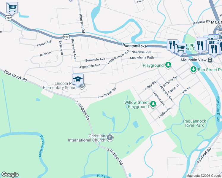 map of restaurants, bars, coffee shops, grocery stores, and more near 144 Pine Brook Road in Lincoln Park