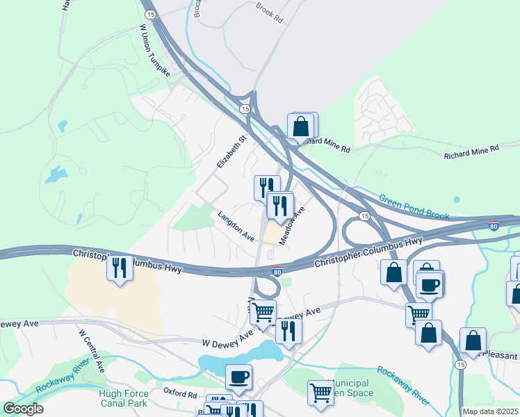 map of restaurants, bars, coffee shops, grocery stores, and more near 371 North Main Street in Wharton