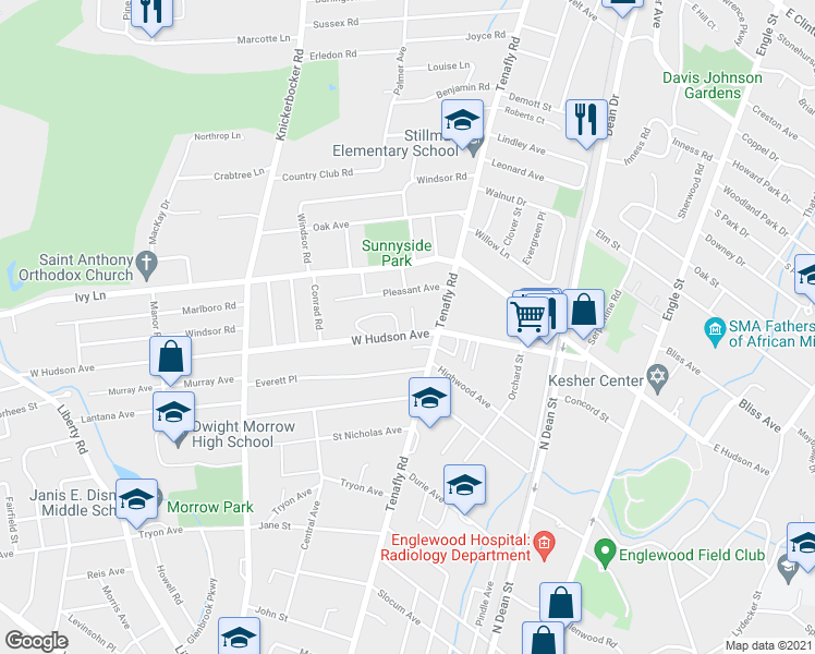 map of restaurants, bars, coffee shops, grocery stores, and more near 400 Shannon Ct in Englewood