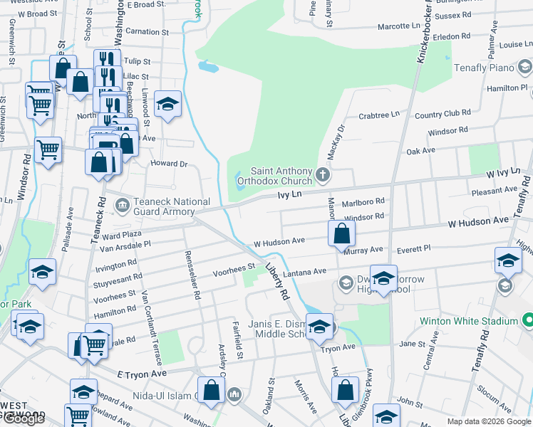 map of restaurants, bars, coffee shops, grocery stores, and more near 384 Holland Lane in Englewood