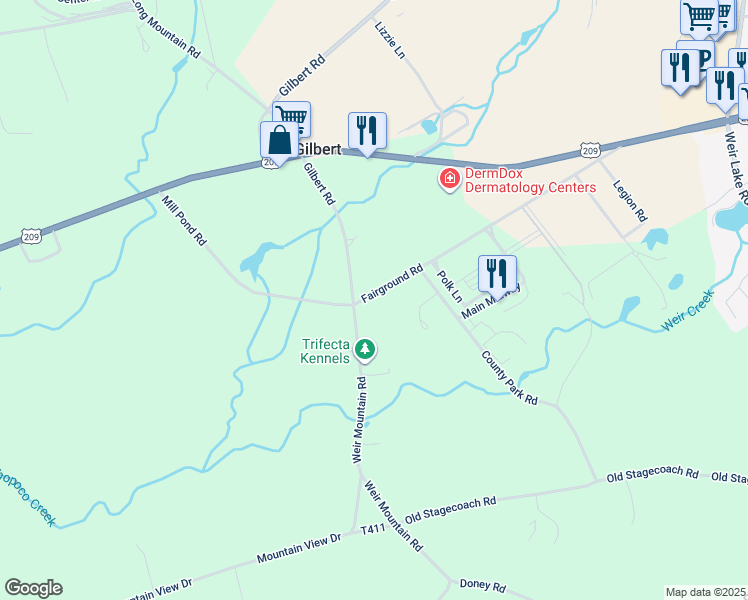 map of restaurants, bars, coffee shops, grocery stores, and more near 514 Fairground Road in Gilbert