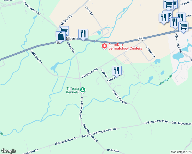 map of restaurants, bars, coffee shops, grocery stores, and more near 6 Country Park Road in Gilbert