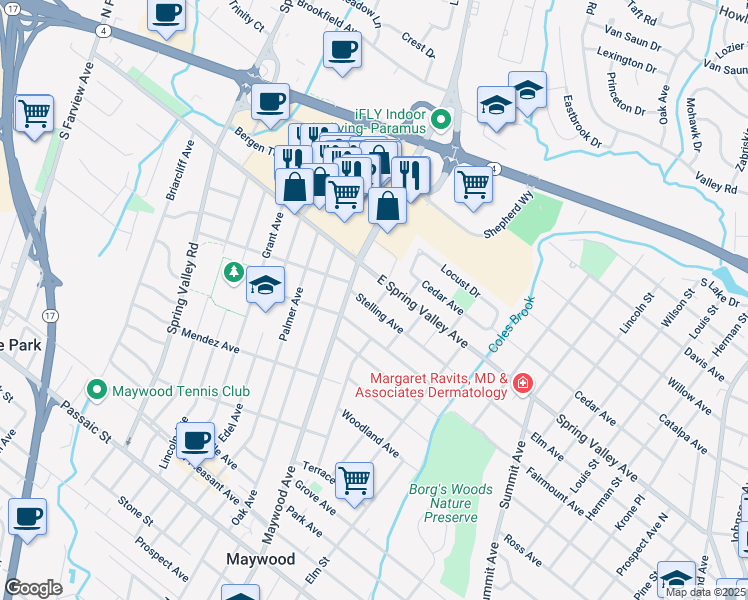 map of restaurants, bars, coffee shops, grocery stores, and more near 864 Paterson Avenue in Maywood