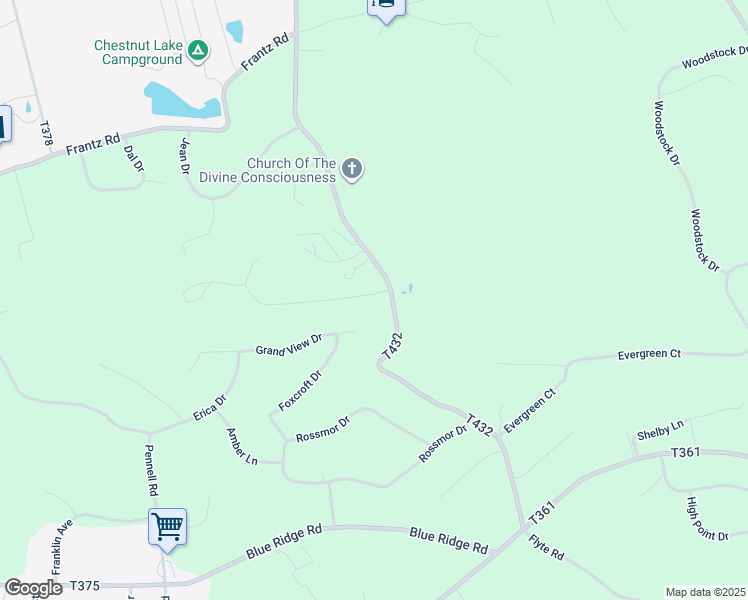map of restaurants, bars, coffee shops, grocery stores, and more near 111 North Drive in Brodheadsville