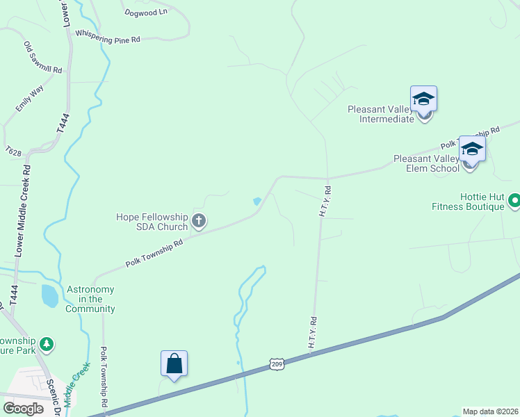 map of restaurants, bars, coffee shops, grocery stores, and more near Polk Township Rd in Monroe