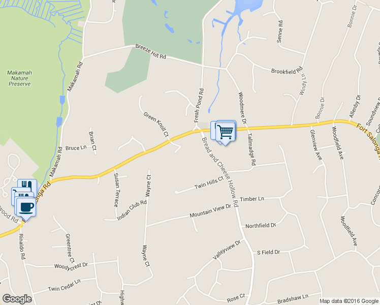 map of restaurants, bars, coffee shops, grocery stores, and more near 17 Creston Terrace in Northport