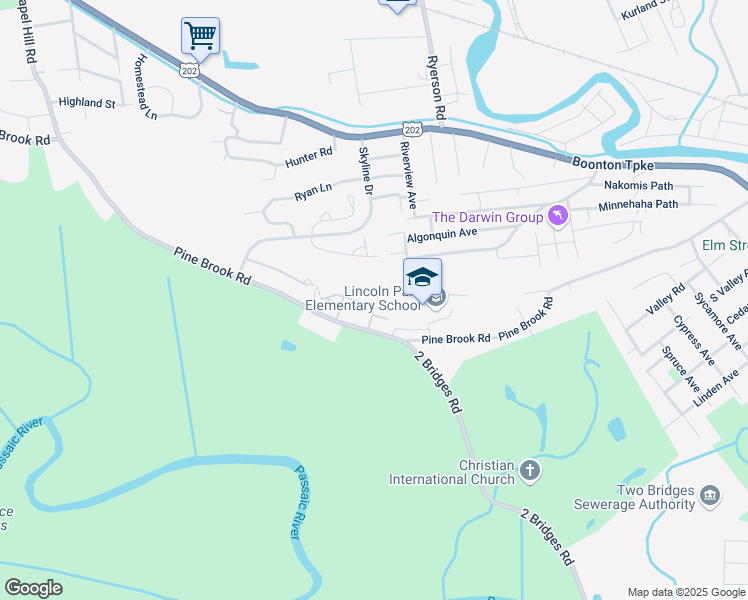 map of restaurants, bars, coffee shops, grocery stores, and more near 132 Stonyridge Drive in Lincoln Park