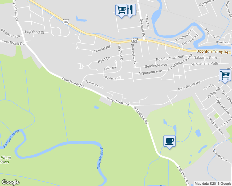 map of restaurants, bars, coffee shops, grocery stores, and more near 59 Stonyridge Drive in Lincoln Park