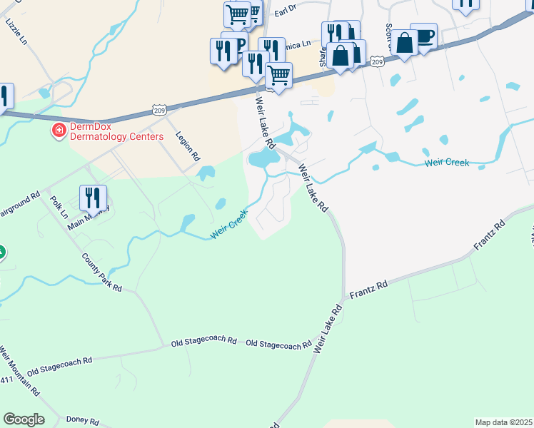 map of restaurants, bars, coffee shops, grocery stores, and more near 5154 Hickory Lane in Gilbert