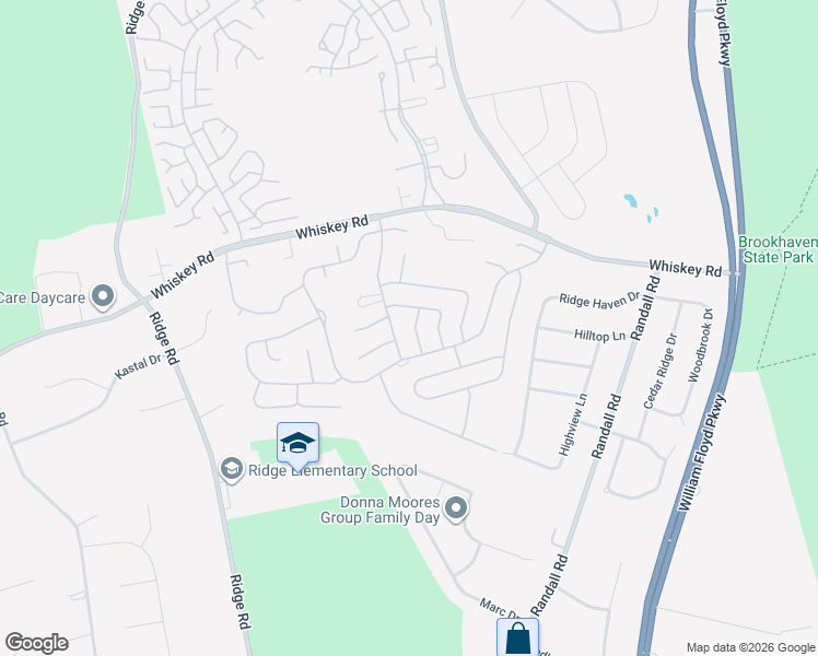 map of restaurants, bars, coffee shops, grocery stores, and more near 426 Sheffield Drive in Ridge