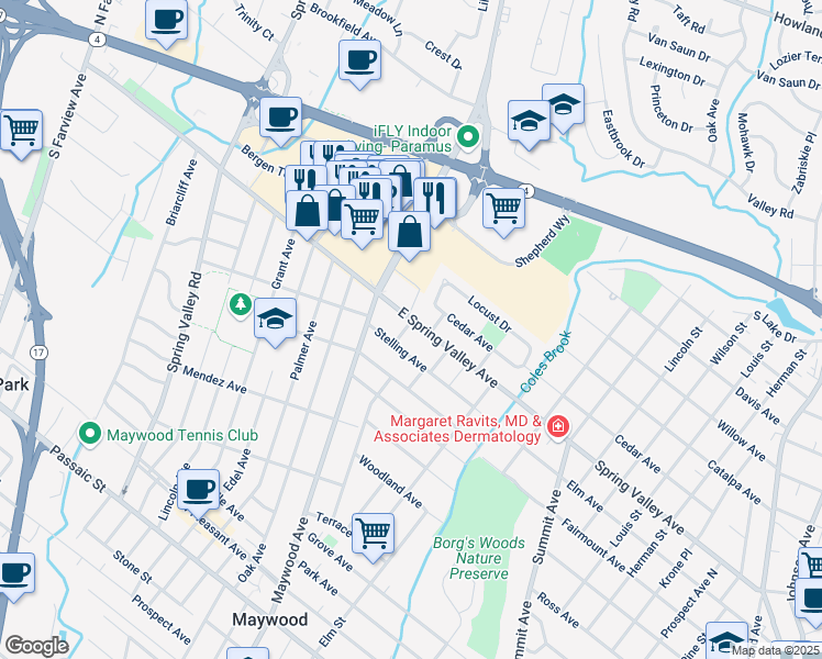 map of restaurants, bars, coffee shops, grocery stores, and more near 864 Paterson Avenue in Maywood