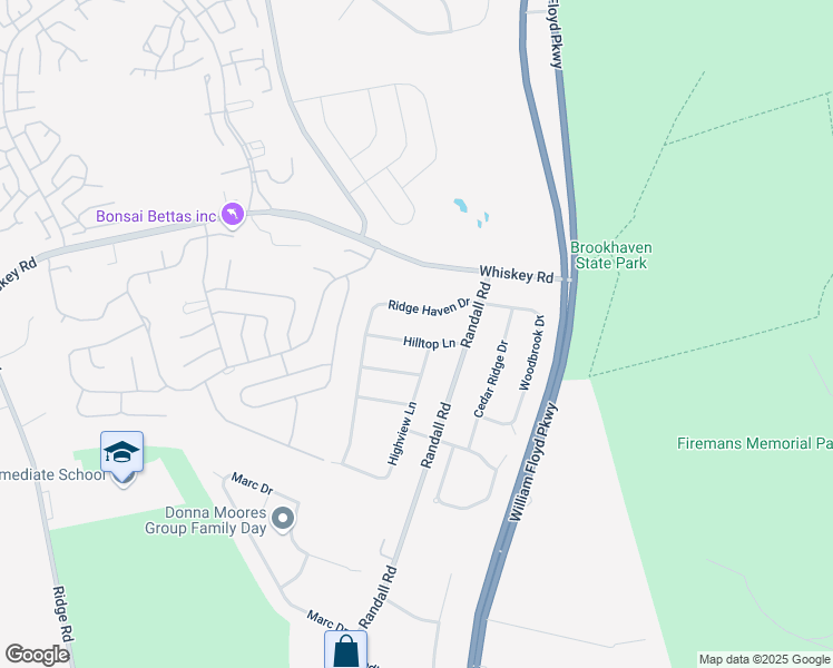 map of restaurants, bars, coffee shops, grocery stores, and more near 11 Hilltop Lane in Ridge