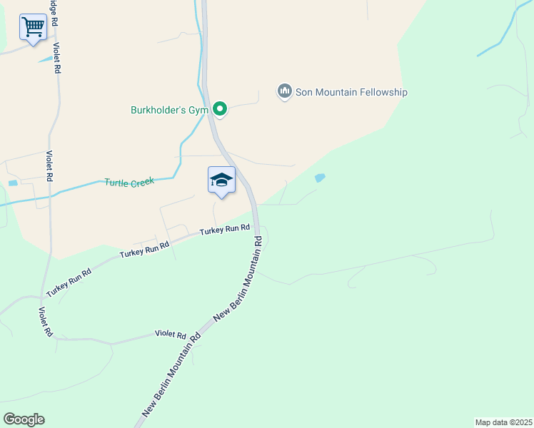 map of restaurants, bars, coffee shops, grocery stores, and more near 2808 New Berlin Mountain Road in Mifflinburg