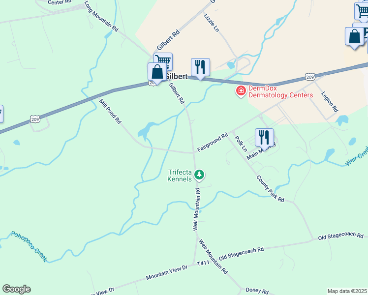 map of restaurants, bars, coffee shops, grocery stores, and more near 561 Gilbert Road in Gilbert