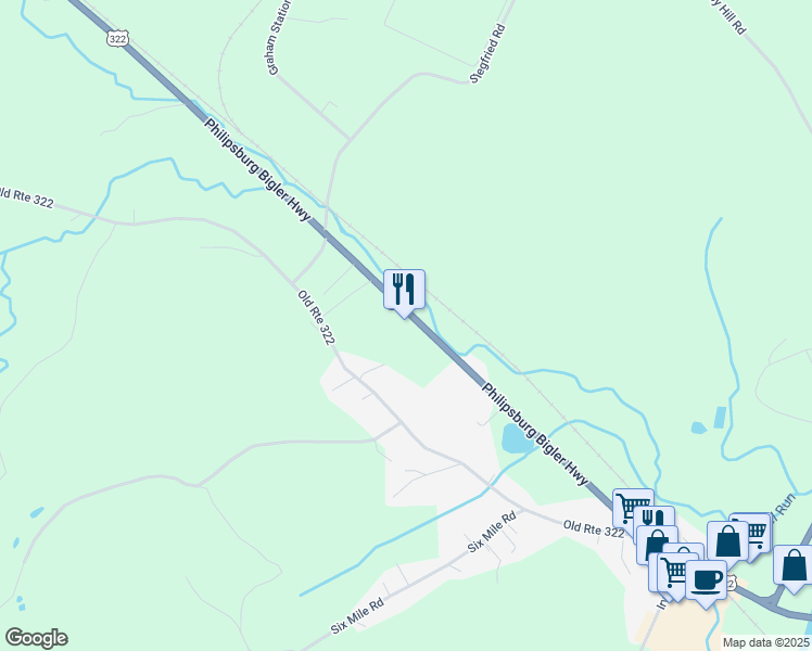 map of restaurants, bars, coffee shops, grocery stores, and more near 1849 Philipsburg Bigler Highway in Philipsburg