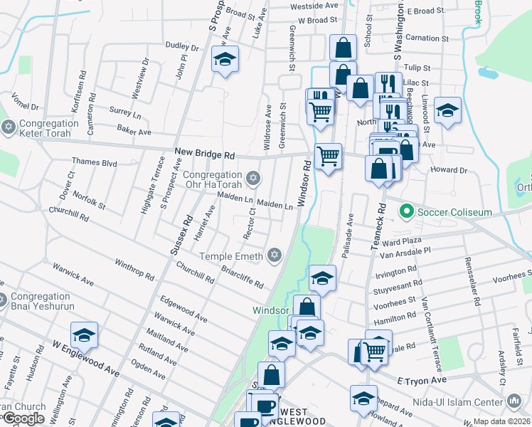 map of restaurants, bars, coffee shops, grocery stores, and more near 42 Lee Place in Bergenfield